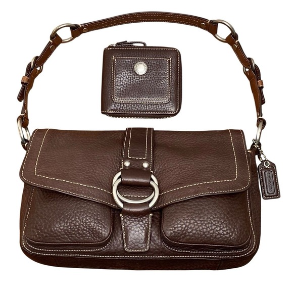 Coach Handbags - Coach Chelsea Chocolate Brown Leather Demi Flap F10893 w/ Matching Wallet